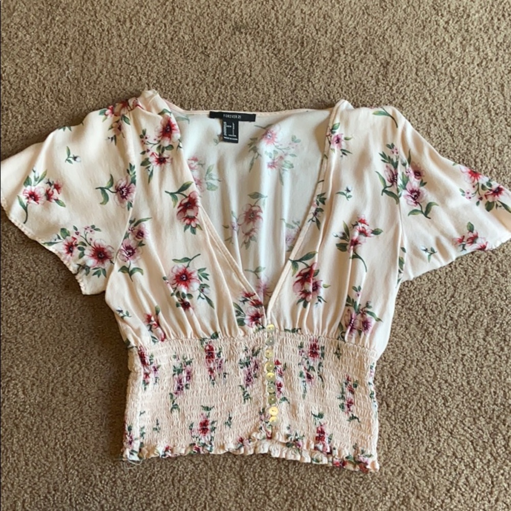 Pink floral shirt